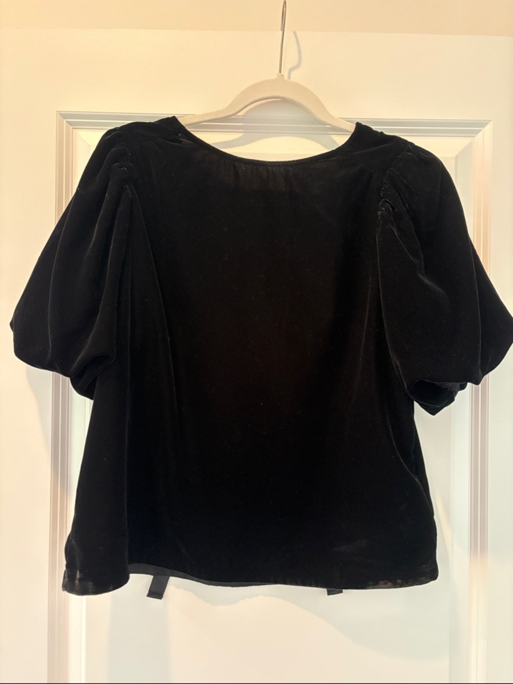 GAP Black Velvet Puff Sleeve Blouse
